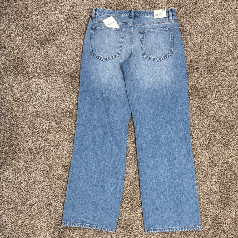 Forever 21 Light Blue Distressed Straight Leg Jeans - Picture 3 of 4
